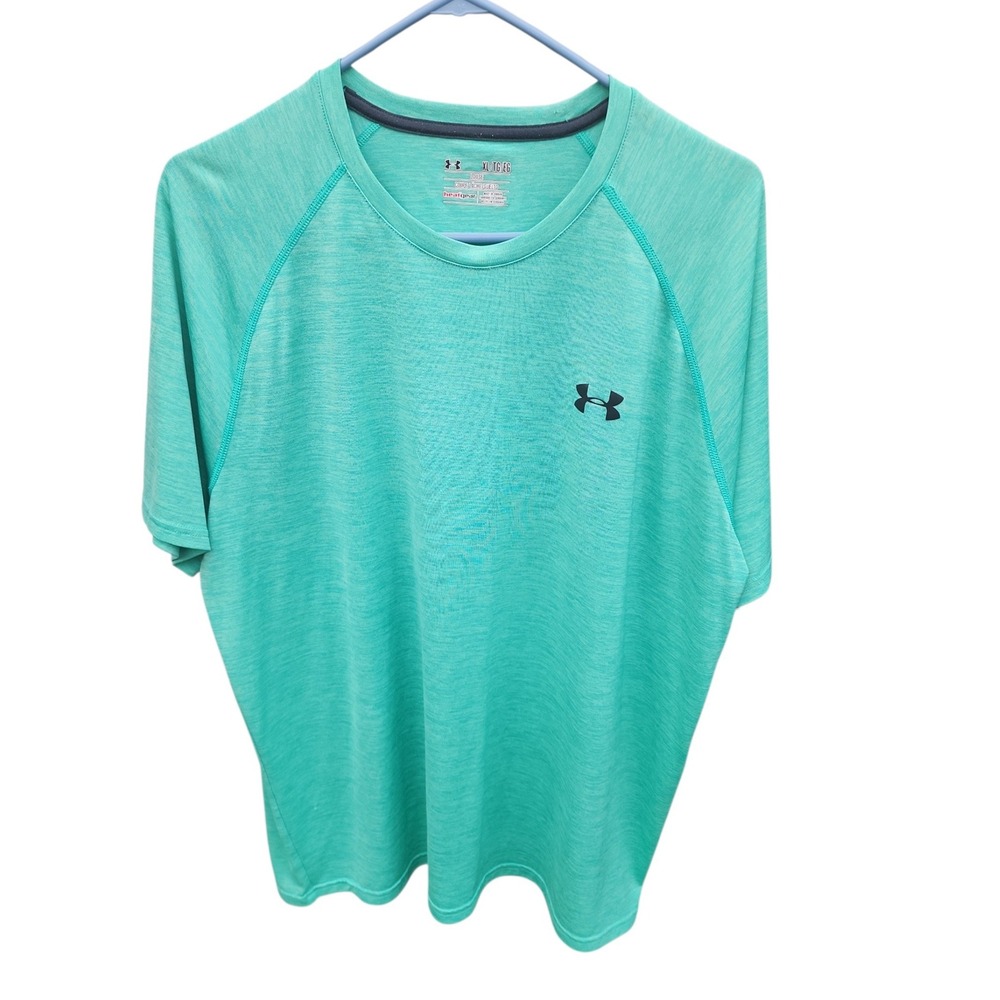 Under Armour HeatGear Mens XL Teal Heather Loose Fit Short Sleeve Athletic Shirt